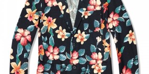 Sophnet. Navy Flower Print 2-Button Blazer