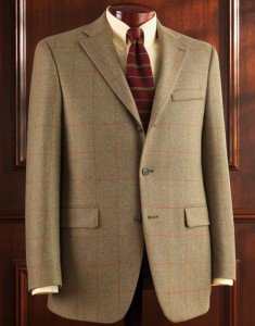 J. Press Olive Windowpane Herringbone Sack Sportcoat