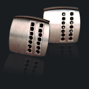 Mens Metals Titanium Black Crystal Cufflinks