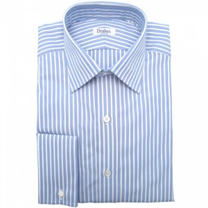 Sky Blue White Striped Dress Shirt by Drakes London