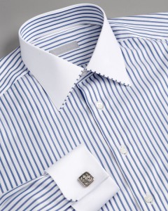 Stefano Ricci Navy Striped Contrast Collar Shirt