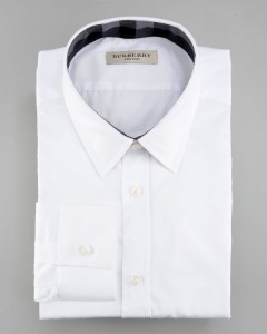Burberry White Check Collar Dress Shirt