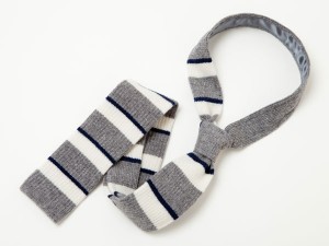 Grey, White and Navy Knit Tie by Billy Reid