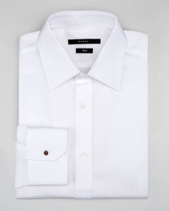 Gucci Solid Dress Shirt with Enamel Cuff Button