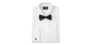 White Pleated Front Evening Shirt by Savile Row Company