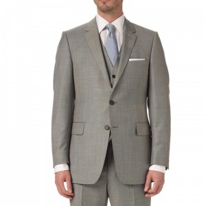 Gieves & Hawkes Slate Sharkskin Single Breasted Suit