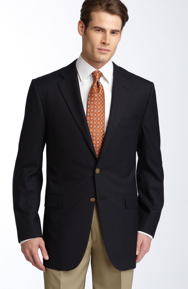 Hickey Freeman Navy Wool Blazer