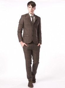 Topman Brown Herringbone Check Suit