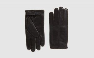 John Varvatos Black Leather Gloves