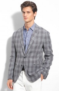Armani Collezioni Plaid Linen Blend Sportcoat
