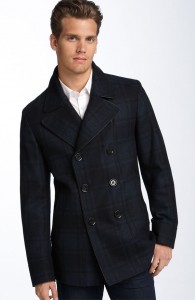 BOSS Black Plaid Peacoat