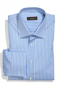 Canali Blue Stripe Regular Fit Dress Shirt