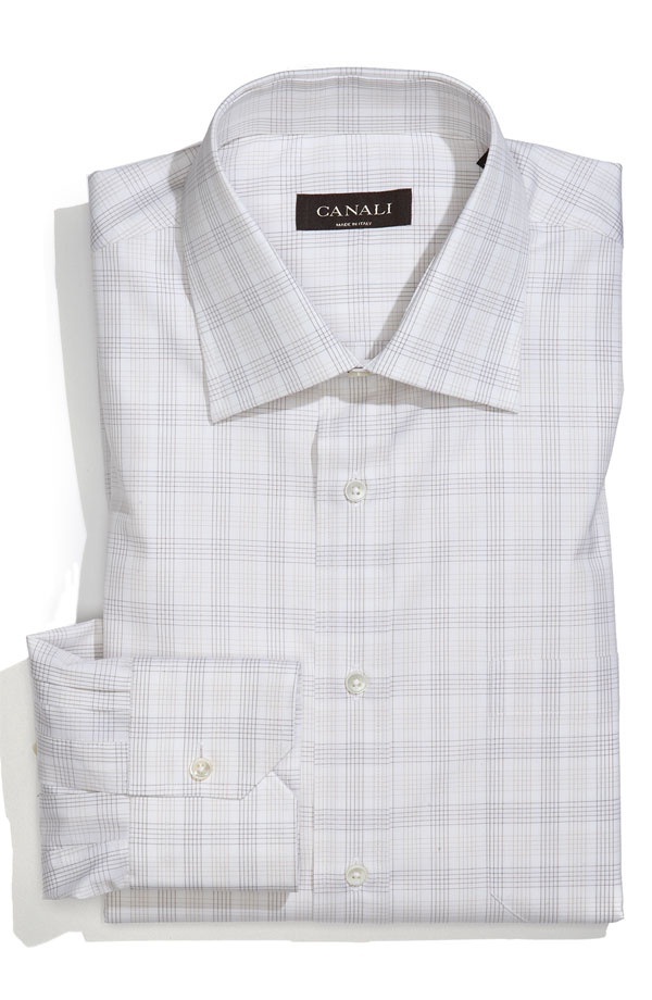 Canali Fine Check Regular Fit Dress Shirt