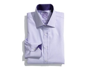 English Laundry Purple Check Trim Fit Dress Shirt