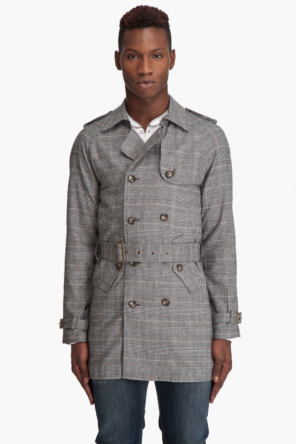 Shades of Grey Plaid Trench Coat