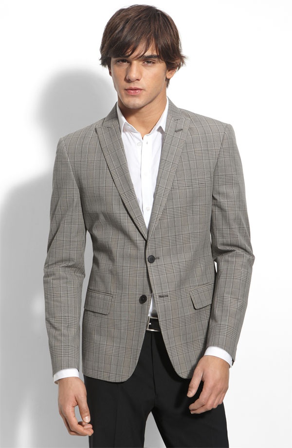 Varvatos Star USA 'red label' 'Dwell' Grey Plaid Cotton Blazer