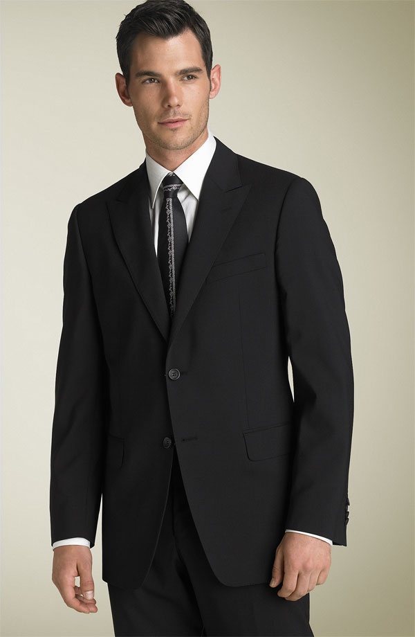 Versace Collection Black Stretch Wool Suit