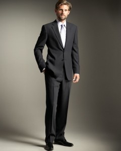 Armani Collezioni Two-Button Wool Crepe Navy Suit