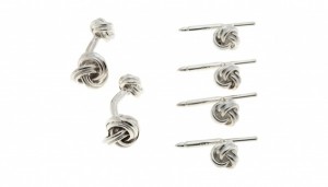 Barneys New York Sterling Knot Cufflink & Stud Set