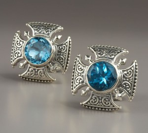 Konstantino Blue Topaz Cross Cufflinks