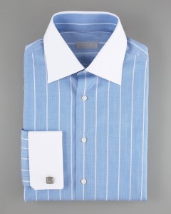 Stefano Ricci Contrast Collar Blue Dress Shirt