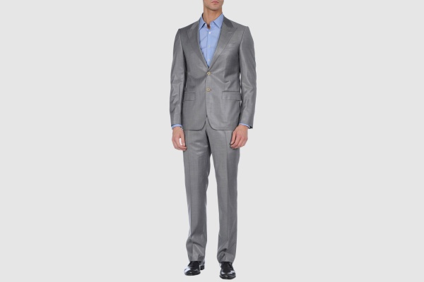 Versace Grey Two Button Wool Suit