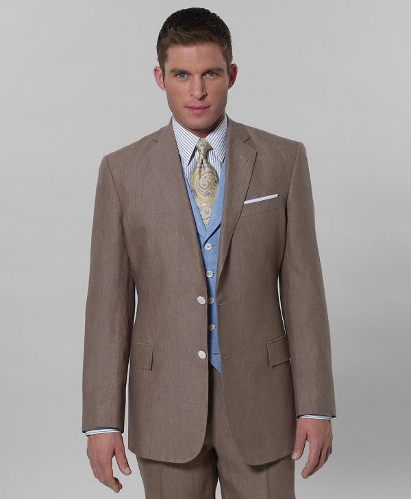 Brooks Brothers Irish Linen Regent Fit Suit in Tan