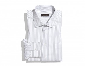 Canali Beige Stripe Regular Fit Dress Shirt