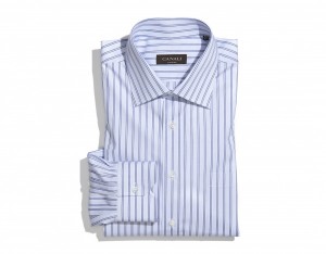 Canali Regular Fit Blue Stripe Dress Shirt