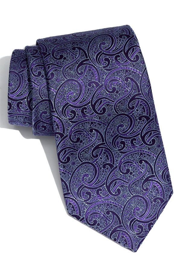 David Donahue Indigo Paisley Woven Silk Tie
