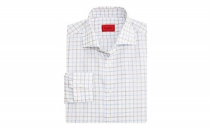 Isaia Blue Grid Dress Shirt