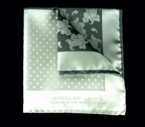 Stanley Lewis Silver Shadow Pocket Square