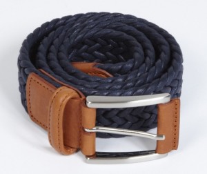 Andreson’s Woven Leather Belt – Navy
