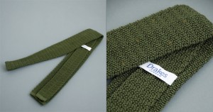 Drakes Green Knitted Tie