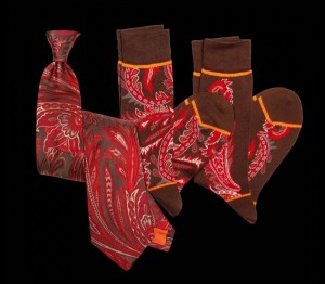 Stanley Lewis Indian Red Paisley Tie and Sock Set