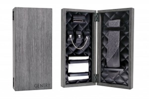 Gentry 2011 ‘Williams’ Collection – Black Harringbone & Leather Tie Set