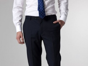 Falcro Blue Pinstripe Dress Pants