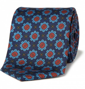 Drakes Flower Print Silk Tie