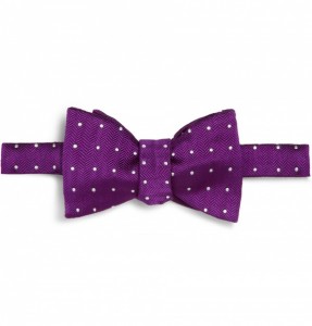 Turnbull & Asser Herringbone SIlk Polkadot Bowtie