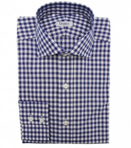 Drakes Semi Spread Collar Single Cuff Gingham Shirt