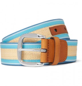 Etro Grosgrain-Trimmed Raffia Belt