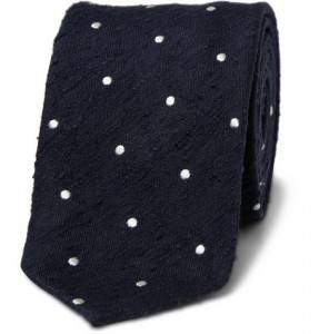 Drakes Shantung Silk Polka Dot Tie