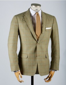 Norman Hilton Light Green Windowpane Tweed Sport Coat
