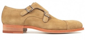 Howard Yount Tan Suede Double Monk Strap Shoe