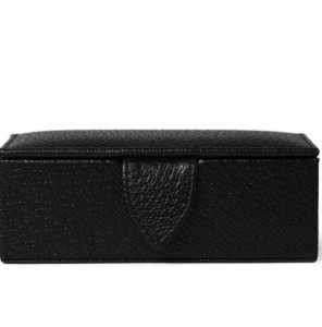 Smythson Black Leather Cufflink Box