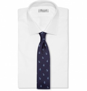 Alfred Dunhill Anchor-Embroidered Silk Tie
