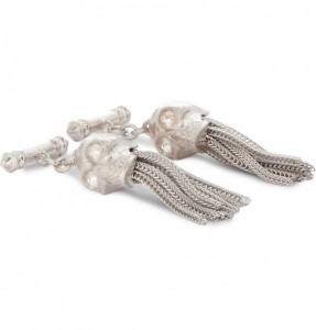 Alexander McQueen Tassled Silver Skull Cufflinks