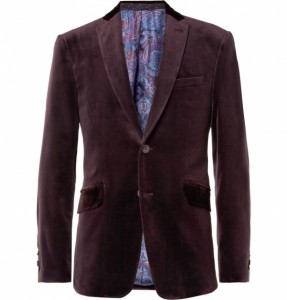 Etro Contrast-Collar Velvet Suit Jacket