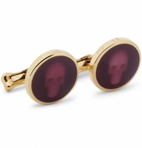Alexander McQueen Skull-Enameled Cufflinks