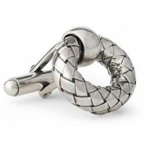 Bottega Veneta Intrecciato-Effect Cufflinks